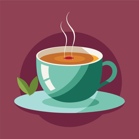 Coffee cup with tea bag. Vector illustration in flat styleのイラスト素材