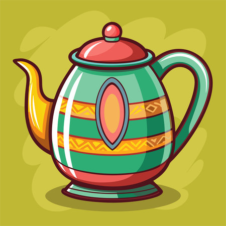 Ceramic teapot with ethnic ornament. Vector illustration.のイラスト素材