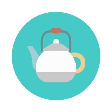 Tea pot flat icon. Vector illustration of tea pot isolated on white background.のイラスト素材