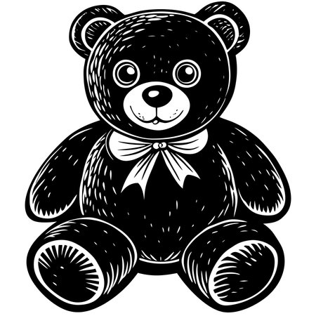 Teddy bear with bow tie. Vector illustration ready for vinyl cutting.のイラスト素材