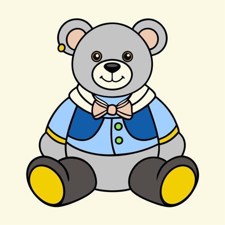 Cute teddy bear in a blue suit. Vector illustration.のイラスト素材