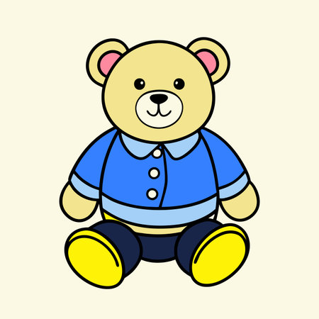 Cute teddy bear in a blue shirt. Vector illustration.のイラスト素材