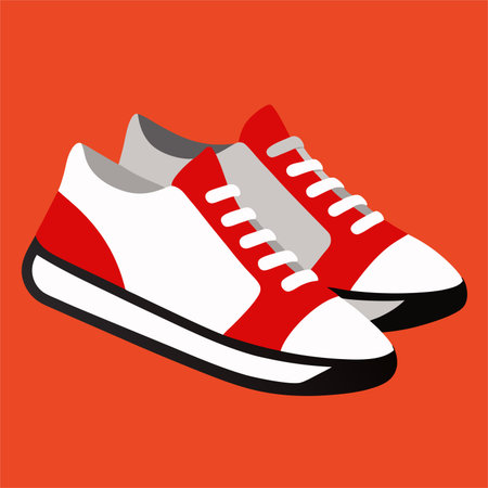 Sneakers isolated on a red background. Vector Illustration.