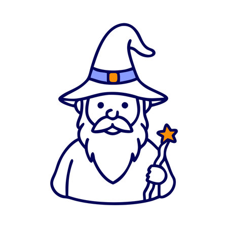 Wizard with magic wand. Halloween icon. Vector illustration design.のイラスト素材