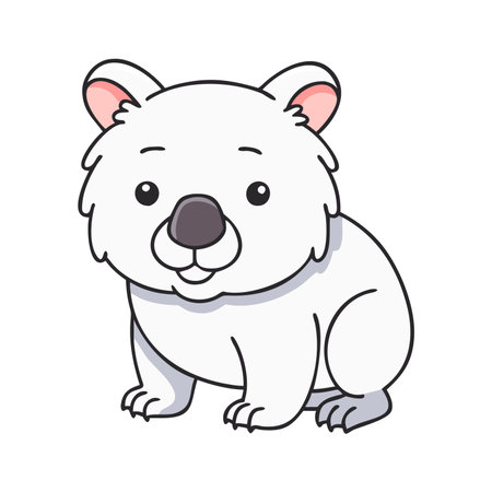 Cute cartoon polar bear isolated on white background. Vector illustration.のイラスト素材