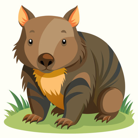 Tasmanian devil sitting in the grass. Vector illustration.のイラスト素材