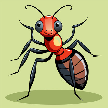 cartoon ant isolated on green background. vector illustration eps10のイラスト素材
