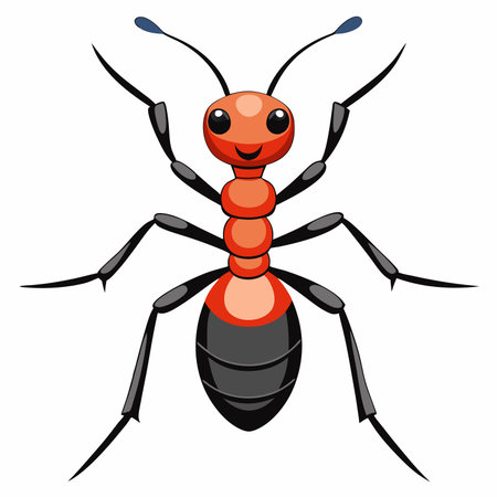 Red ant isolated on white background. Vector illustration. Eps 10.のイラスト素材