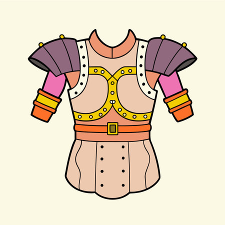 Colored vector illustration of a medieval armor. Isolated on white background.のイラスト素材