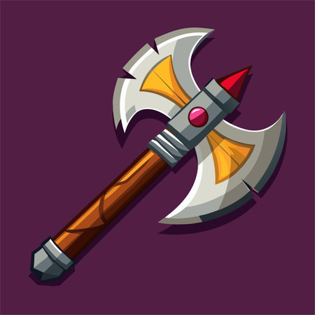 Viking ax icon. Cartoon illustration of viking ax vector icon for webのイラスト素材