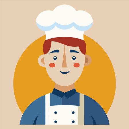 Chef vector illustration in flat design style. Cheerful male character in uniform.のイラスト素材