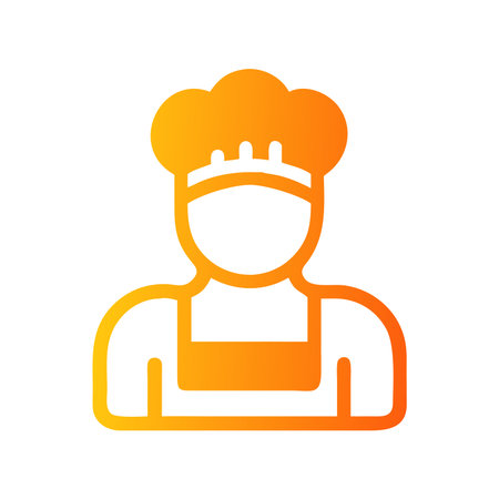 Chef flat icon. Vector orange symbol on the white background.のイラスト素材