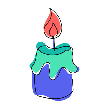 Candle icon in doodle style on a white background vector illustrationのイラスト素材