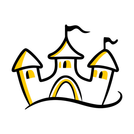 Castle doodle hand drawn icon. Vector illustration design.のイラスト素材