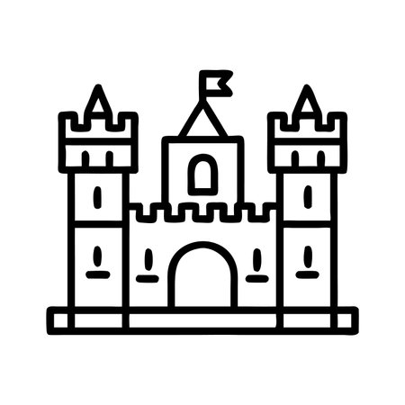 Castle icon vector. A thin line sign. Isolated contour symbol illustrationのイラスト素材
