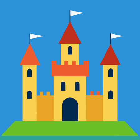 Cartoon castle icon. Flat illustration of cartoon castle icon for web designのイラスト素材