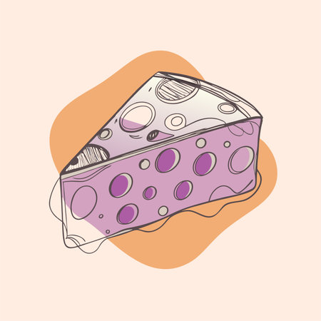 Illustration of a cheese slice. Vector illustration of a piece of cheese.のイラスト素材