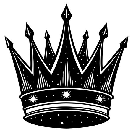 Crown. Black and white vector illustration. Isolated on white background.のイラスト素材