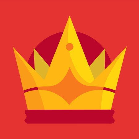 Crown flat icon. Vector illustration on red background. King crown.のイラスト素材