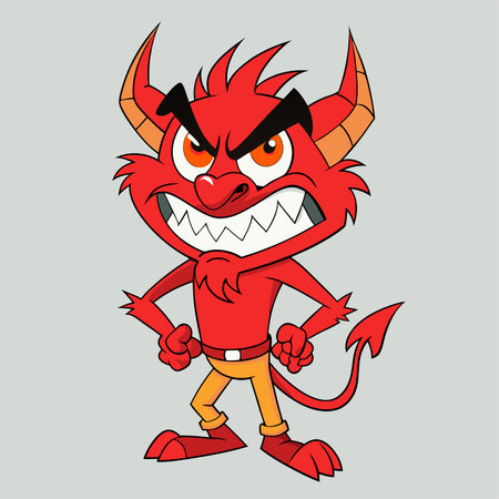Angry cartoon devil. Vector illustration isolated on white background. EPS 10のイラスト素材