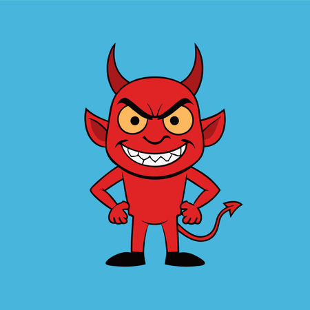 Devil cartoon design over blue background, vector illustration eps10のイラスト素材