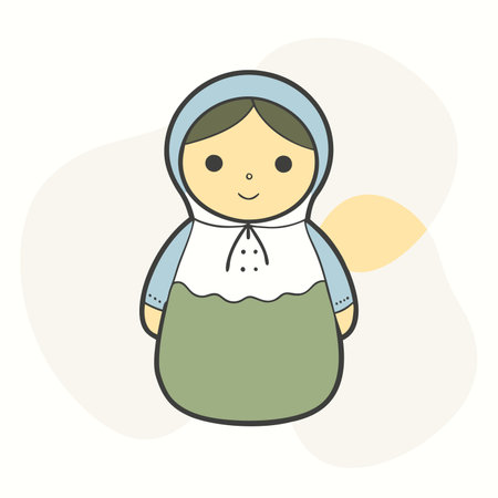 Matryoshka, Russian traditional doll. Vector illustration in flat style.のイラスト素材