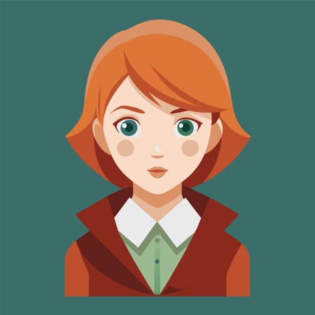 Vector illustration of a beautiful red-haired girl in a coat.のイラスト素材