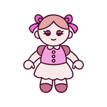 Cute little girl in pink dress. Cartoon style. Vector illustration.のイラスト素材