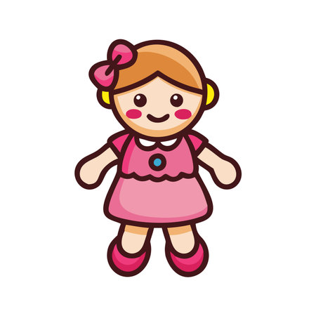cute little girl with pink dress vector illustration eps 10.のイラスト素材