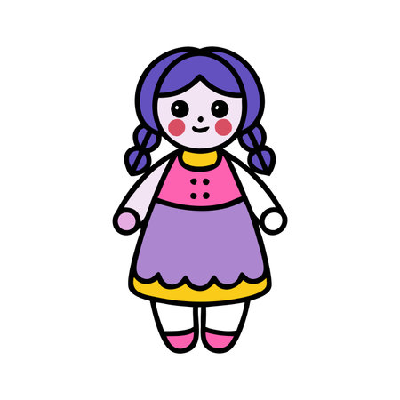 Cute little girl cartoon vector illustration. Childish vector illustration.のイラスト素材
