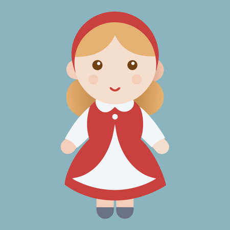 Cute girl in Russian folk costume. Vector cartoon illustration.のイラスト素材