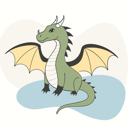 Dragon, vector illustration, isolated on white background, cartoon style.のイラスト素材