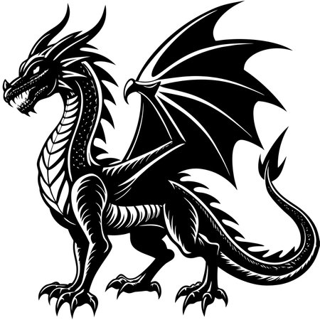 Dragon.Vector illustration ready for vinyl cutting. Isolated on white backgroundのイラスト素材