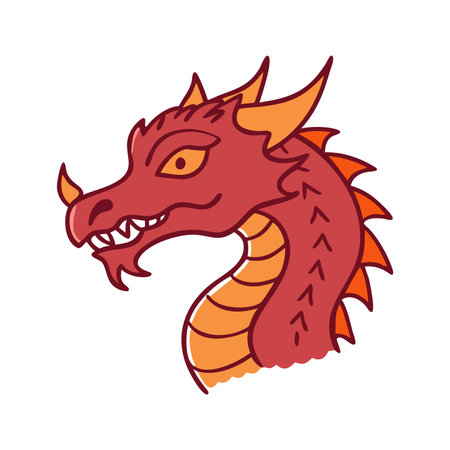 Dragon head in cartoon style. Vector illustration isolated on white background.のイラスト素材