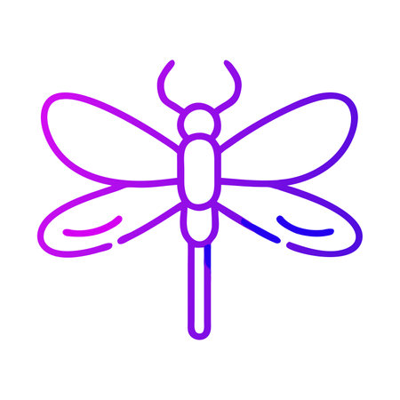 Dragonfly flat icon. Vector illustration on white background. Violet gradient style.のイラスト素材