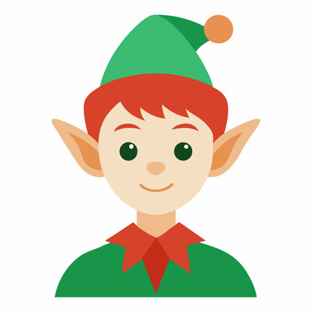 Christmas elf flat icon isolated on white background. Christmas elf vector illustration.のイラスト素材