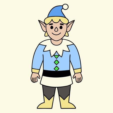 Christmas elf. Vector illustration in a flat style. Cartoon characterのイラスト素材