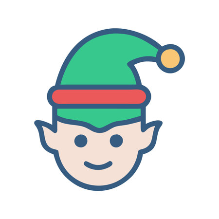 Christmas elf flat color icon. Vector illustration. Isolated on white background.のイラスト素材