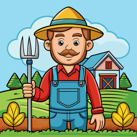 Farmer cartoon design, vector illustration eps.10 graphic.のイラスト素材