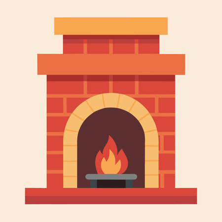 Fireplace flat icon with long shadow, eps10 vector illustrationのイラスト素材