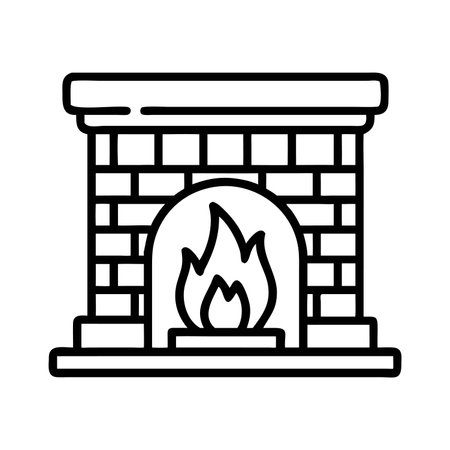 Fireplace line icon, concept illustration, outline symbol, vector sign, linear symbol.のイラスト素材