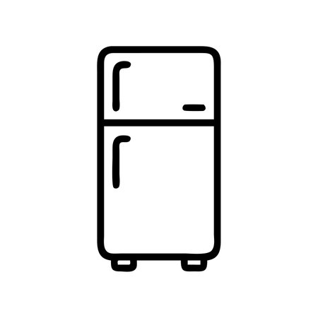 Refrigerator icon vector. A thin line sign. Isolated contour symbol illustrationのイラスト素材