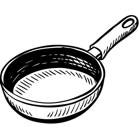 Sketch of a frying pan on a white background. Vector illustrationのイラスト素材