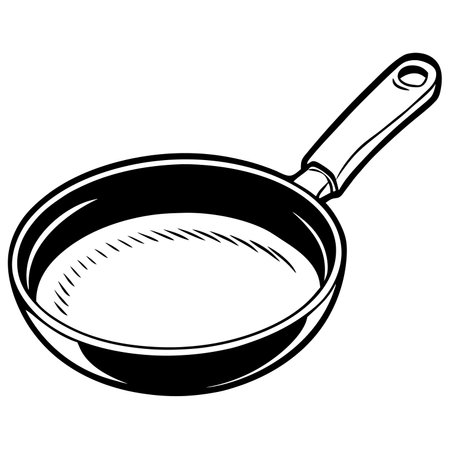 Illustration of a frying pan on a white background, vector illustrationのイラスト素材