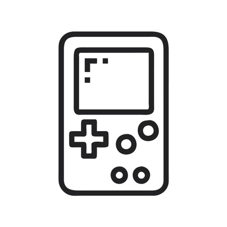 video game portable device icon over white background, line style, vector illustration