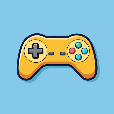 Gamepad icon in cartoon style isolated on blue background. Vector illustration.のイラスト素材