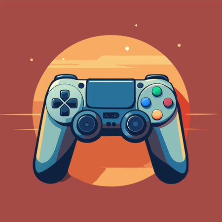 Gamepad icon in flat style. Game controller vector illustration on orange background.のイラスト素材