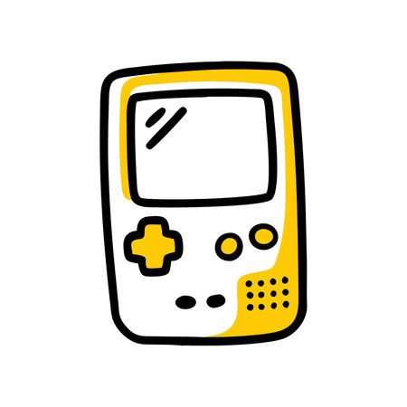 Hand drawn doodle Portable video game icon. Vector illustration.のイラスト素材