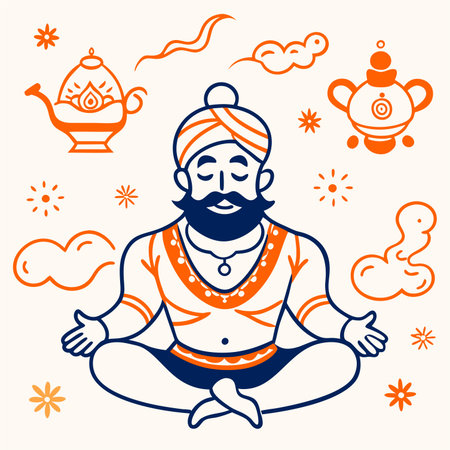Vector illustration of Lord Ganesha in the lotus position.のイラスト素材