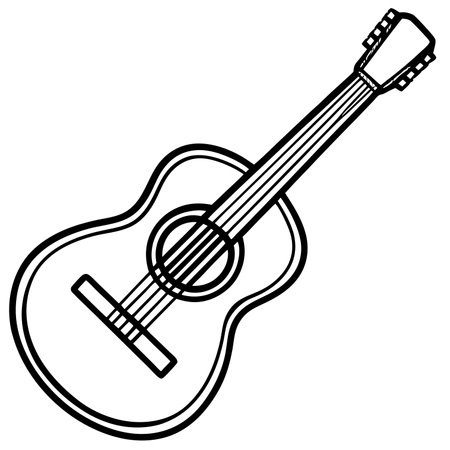 Guitar icon. Musical instrument. Vector illustration in outline styleのイラスト素材